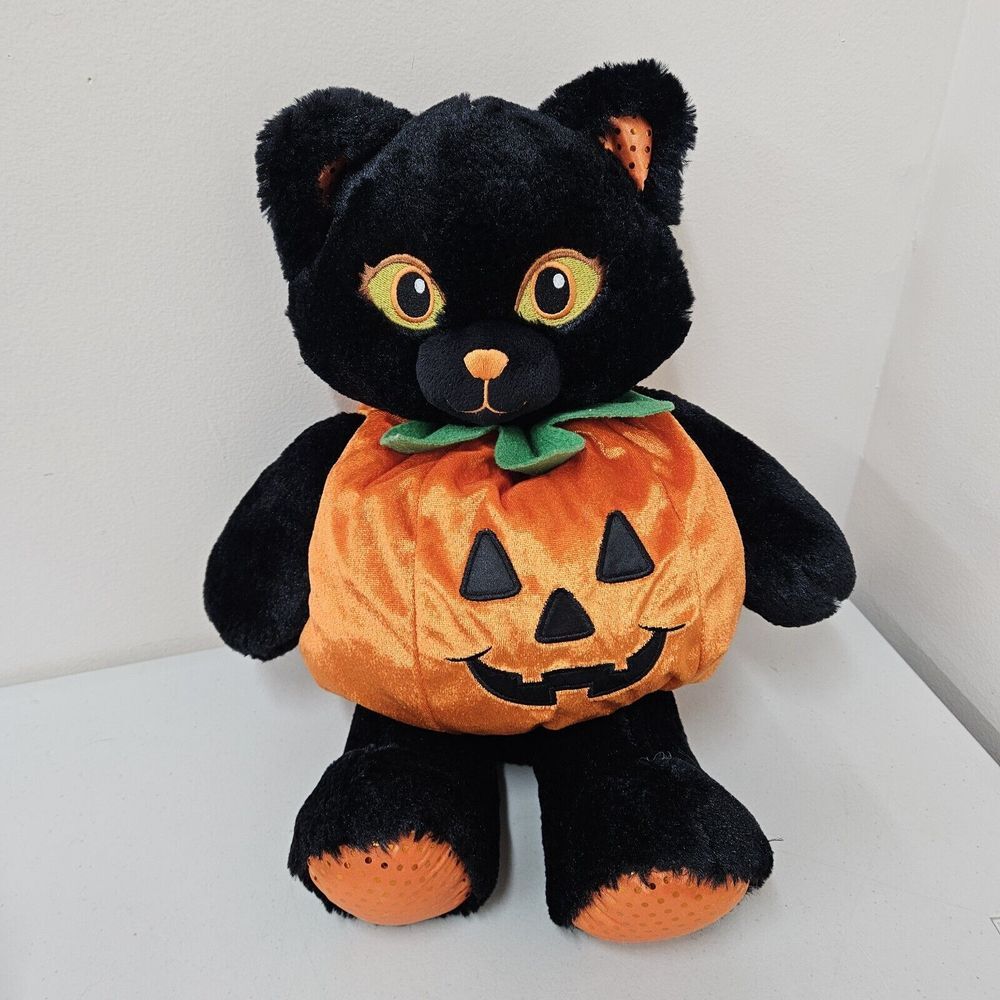 Build-A-Bear MIDNIGHT SPARKLE Black Cat 16"  Glow in the Dark Eyes Halloween‎